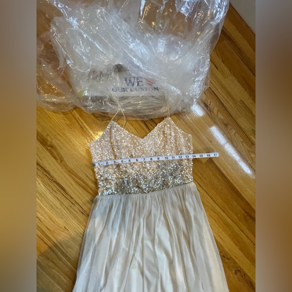 Adrianna Papell Women's Beige Sequined Sleeveless Gown Formal Dress - Picture 10 of 16